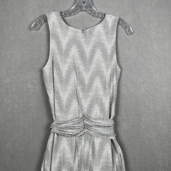 NWT Gap Dress Small White Black Printed Tie Waist Sleeveless Pockets - Picture 11 of 14